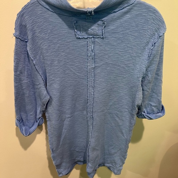 We The Free Vibrant Blue Knit Top Size L Elbow Length 100% Cotton - Picture 6 of 9